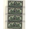 Image 1 : 1937 $1 BC-21d #DN5815739-742.  Lot of 4 consecutive examples.  AU-UNC