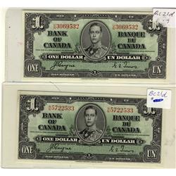 1937 $1 BC-21d #UN5722532-533.  Lot of 2 consecutive UNC notes.