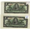 Image 1 : 1937 $1 BC-21d #UN5722532-533.  Lot of 2 consecutive UNC notes.