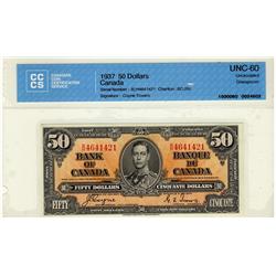 1937 $50 BC-26c B/H 4641421 CCCS UNC 60  