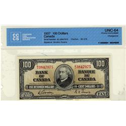 1937 $100 BC-27b B/J 3847975  CCCS UNC64  