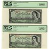Image 1 : 1954 $1 BC-29a PCGS CH UNC 64PPQ.  Lot of 2 notes.