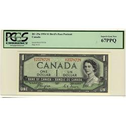 1954 $1 BC-29a #2578728 PCGS Super Gem UNC 67PPQ.