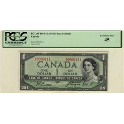 1954 $1 BC-29b #0000111 PCGS EF45.  Nice low serial number.