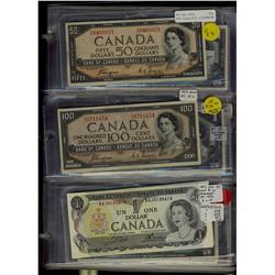 Banknotes, Large lot of Canadian Banknotes 1954 to today.  Includes 1954 Modern issues and Devil's F