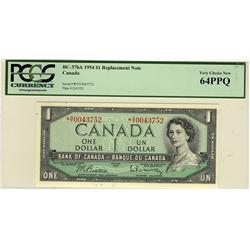 1954 $1 BC-37bA #*O/Y0043752 PCGS CH UNC 64PPQ.