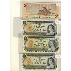 1973 $1 BC-46aA(2) *GY & *FA(6), BC-46bA *GF, also includes 1986 $2 BC-55a #AUJ9802736.    Lot of 10