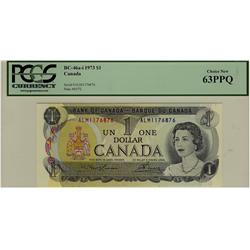 1973 $1 BC-46a-i #ALM1176876 PCGS CH UNC 63PPQ.  Scarce prefix.