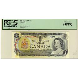 1973 $1 BC-46a-i #ALM1176877 PCGS CH UNC 63PPQ.  Scarce prefix.