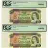 Image 1 : 1969 $20 BC-50aA #*EA PCGS AU55 and BC-50bA *WE PCGS AU53PPQ.  Lot of 2 notes.