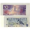Image 1 : 1986 $5 BC-56eA #GPZ9062461 & 2004 10 BC-63c #BET0254731.  Lot of 2 notes both Crisp UNC.