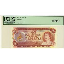 SOLID 1974 $2 BC-47a #UH1111111 PCGS Gem UNC65PPQ.