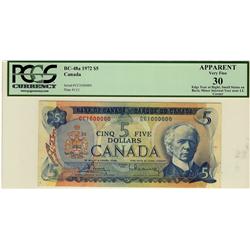 MILLION 1972 $5 BC-48a #CC1000000 PCGS APPARENT VF30.