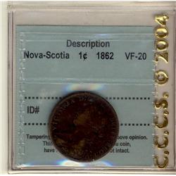 N.S. 1862 1¢ CCCS VF20. A better date.