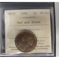 Nfld 1896 1¢ ICCS MS63RB. Lustrous brown.
