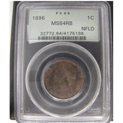 Nfld 1896 1¢ PCGS MS64RB. Lustrous brown. 