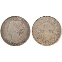 Nfld 1874 50¢ PCGS AU50. Excesively tough in high grades. In old green PCGS holder.