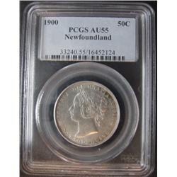 Nfld 1900 50¢ PCGS AU55. Brilliant and lustrous.