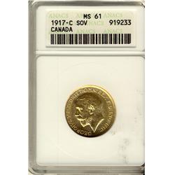 Gold Sovereign 1917c ANACS MS61.
