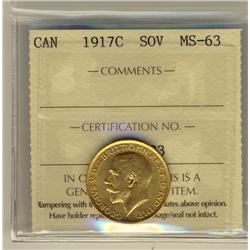 Gold Sovereign 1917c ICCS MS63.