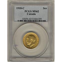Gold Sovereign 1918c PCGS MS62.