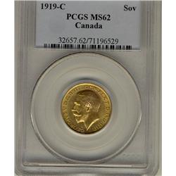 Gold Sovereign 1919c PCGS MS62.