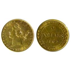 Nfld Gold 1865 Nfld $2 PCGS AU55.