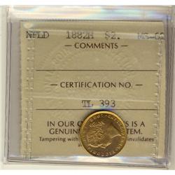 Nfld Gold 1882H Nfld $2 ICCS MS62