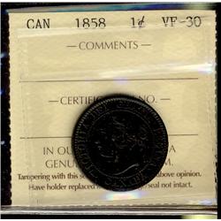 1858 1¢ ICCS VF30.