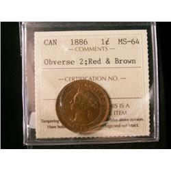 1886 1¢ Obv 2, ICCS MS64RB.  Well struck and lustrous.