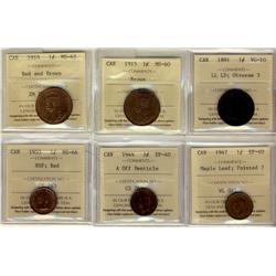 1891 1¢ LLLD  Obv 3 ICCs VG10 1915 MS60 1919 MS62 Rb 1947 ML Ptd 7 EF40