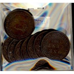 1907H 1¢.  Seldom offered lot of 14 examples Good to F-VF.