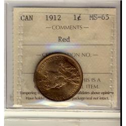 1912 1¢ ICCS MS65RD. 75% red with lustre.