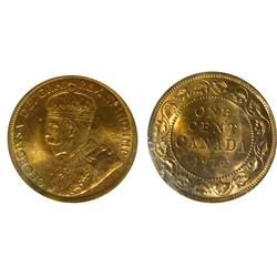 1914 1¢ ICCS MS65RD. 75% red with bright lustre.