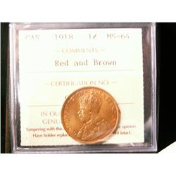 1918 1¢ ICCS MS64RB.