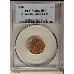 1920 1¢ Small PCGS MS64RD.  Brilliant 95% red.