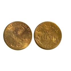 1920 1¢ Small PCGS MS65RD.  Full lustre 90% red.