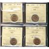 Image 1 : 1938, 1939, 1950 & 1953 1¢ NSF ICCS MS65RD.  Lot of 4 coins.