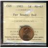 Image 1 : 1983 1¢ Far Beads ICCS MS67RD.  An absolute gem of a coin.