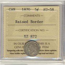 1870 5¢ Raised Border ICCS AU58.  Full lustre.