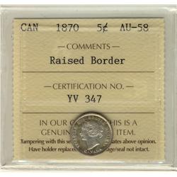 1870 5¢ Raised Border ICCS AU58.  Full lustre.