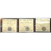 Image 1 : 1872H & 1909 RL, Bow Tie EF40 & 1903H 5¢ Sml H EF45.  Lot of 3 ICCS graded coins.