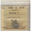 Image 1 : 1880H 5¢ Obv 3 ICCS AU50.  Nice example with lustre.