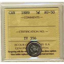 1889 5¢ ICCS AU50.