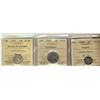 Image 1 : 1890H F15, 1925 5¢ F15 & 1870 Nar 0 10¢ EF40.  Lot of 3 ICCS graded coins with problems designated.