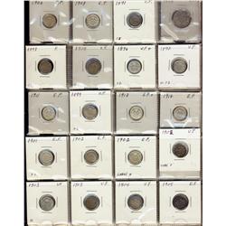 1891 - 2007 5¢.  Lot of 125 coins.  Nice set of dates including 1925 but excluding the key 1875H, 18