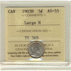 1903H 5¢ Lg H ICCS AU55.