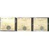 Image 1 : 1907 5¢ MS60, 1914 & 1917 AU58.  Lot of 3 ICCS graded coins.