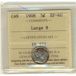 1908 5¢ Large 8 ICCS EF40.  Popular variety.