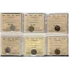 Image 1 : 1911, 1913, 1916 5¢ AU55, 1914, 1915 EF40 & 1917 AU50.  Lot of 6 ICCS coins all problem free.